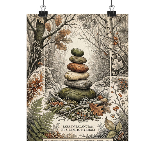 Enchanting River Stones Wall Art Print - Vintage Botanical Cottagecore