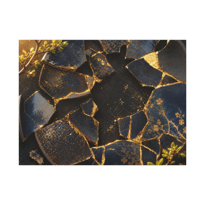 Golden Hour Broken Pottery Canvas Art - Kintsugi Ma