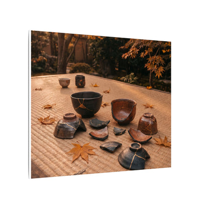 Golden Hour Tea Ceremony Canvas Art - Kintsugi Shibui