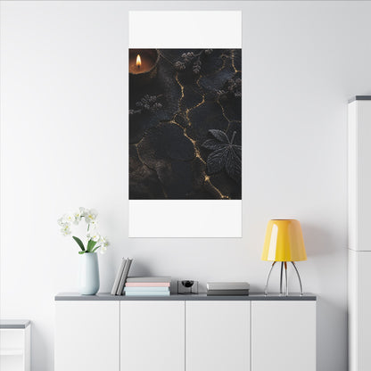 Candlelight Cracked Earth Canvas Art - Dark Japandi Ma