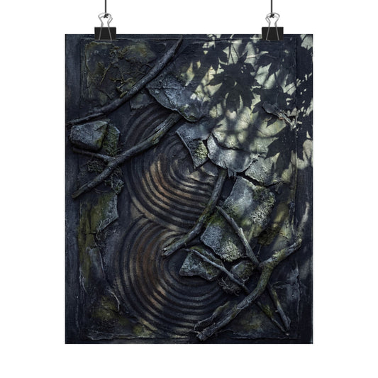 Winter Rock Garden Dark Texture Wall Art Print | Moody Decor Art Print