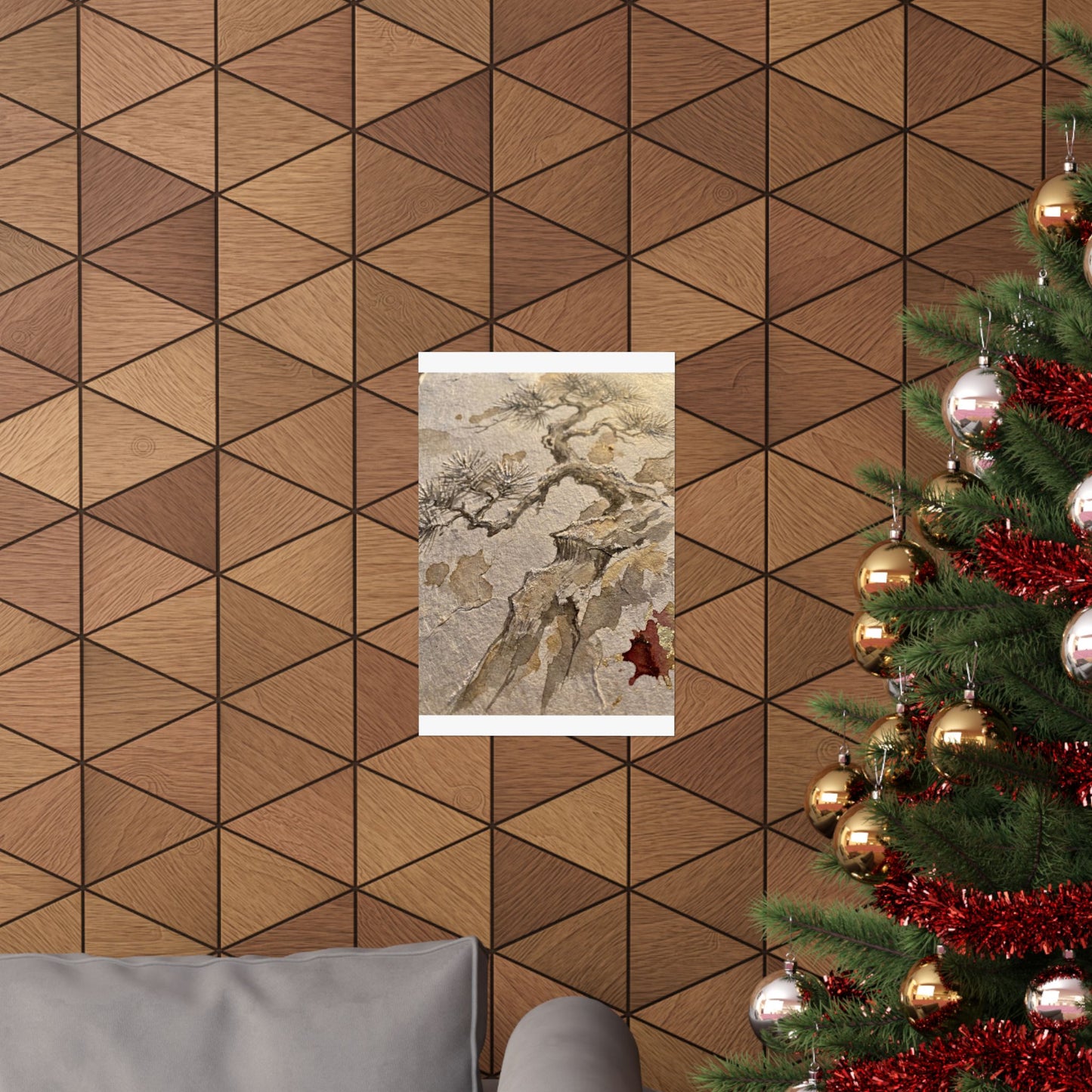 Pine Tree Winter Wall Art Print | Japandi Elegant Design