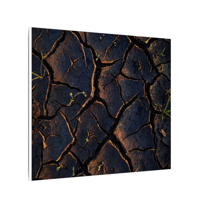 Cracked Earth Moody Minimal Canvas Art | Luxurious Dark Japandi Art