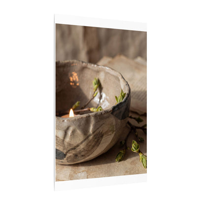 Candlelight Ceramic Bowl Canvas Art - Japandi Ma
