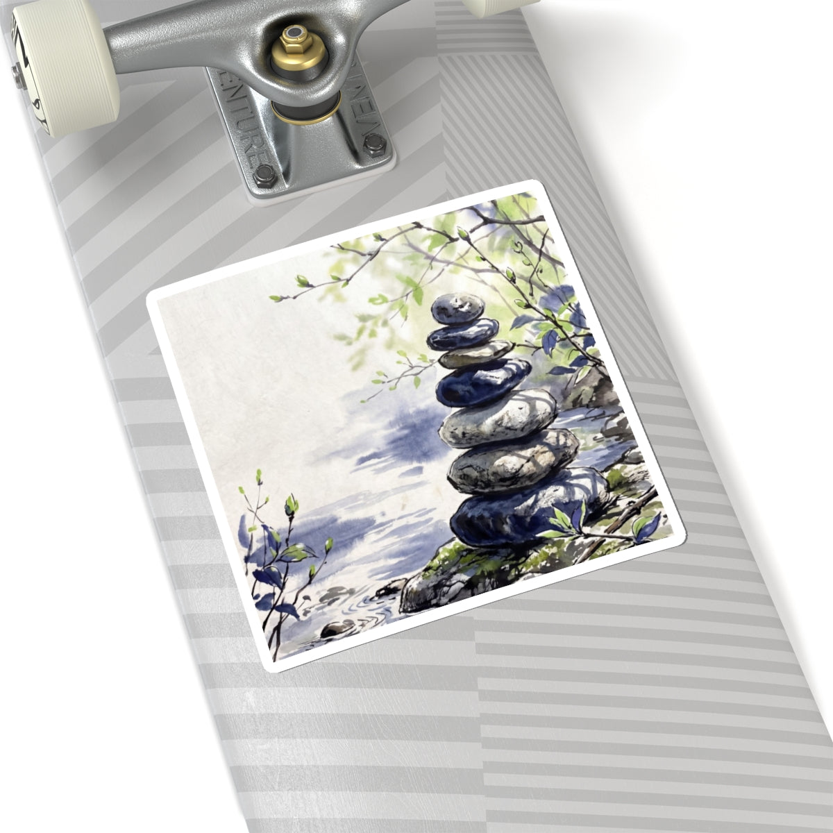 Calm River Stones Sticker - Sumi E Zen