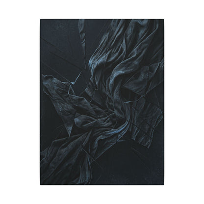 Dark Japandi Silk Drape in Moonlight | Moody Minimal Canvas Art