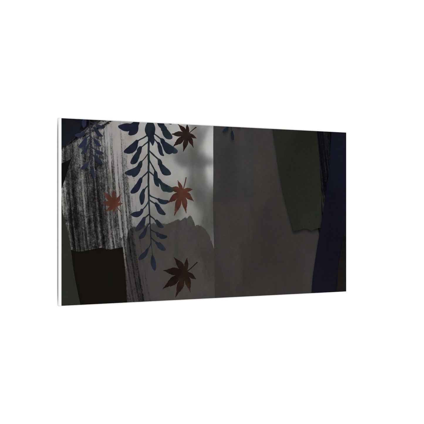 Wisteria Autumn Canvas Art | Dark Japandi Moody Design