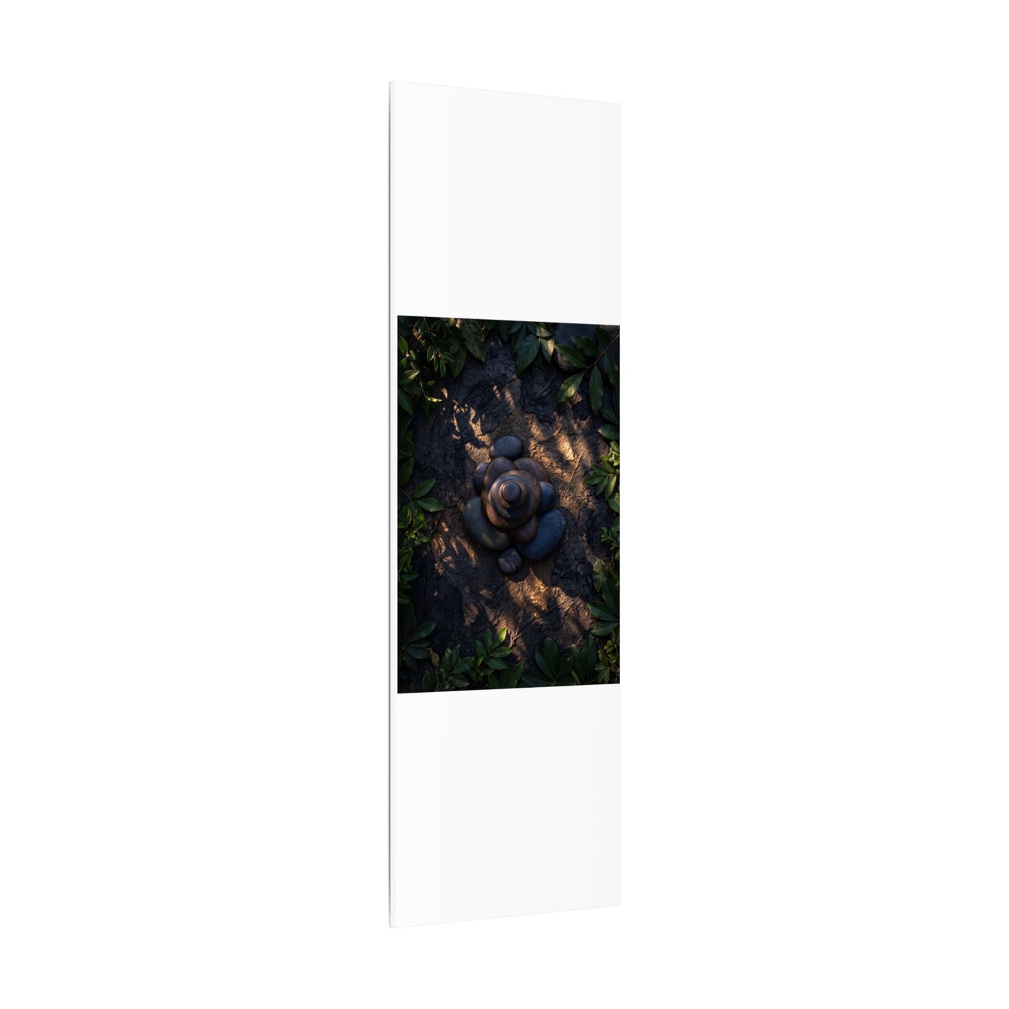 Ma River Stones Canvas Art - Dark Japandi Dark Texture