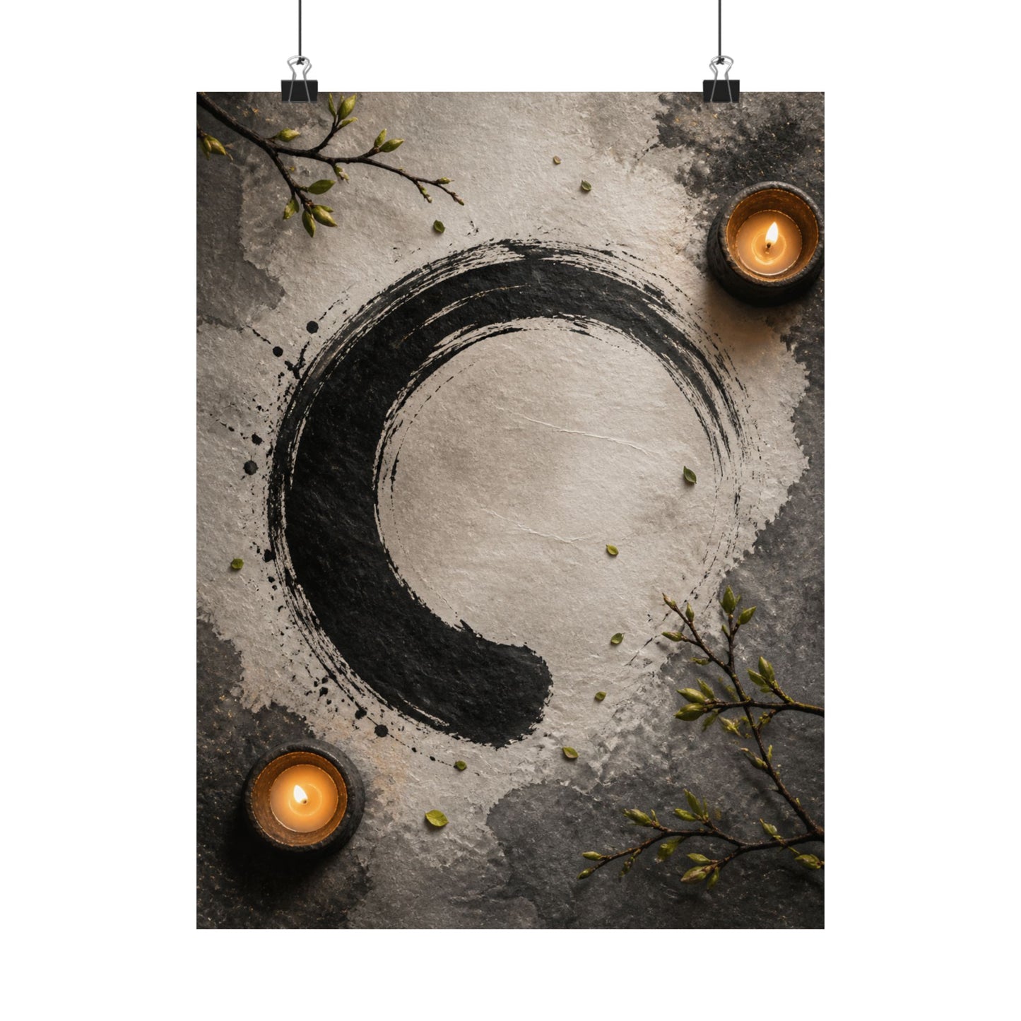 Peaceful Ink Brushstroke Wall Art Print - Enso Zen