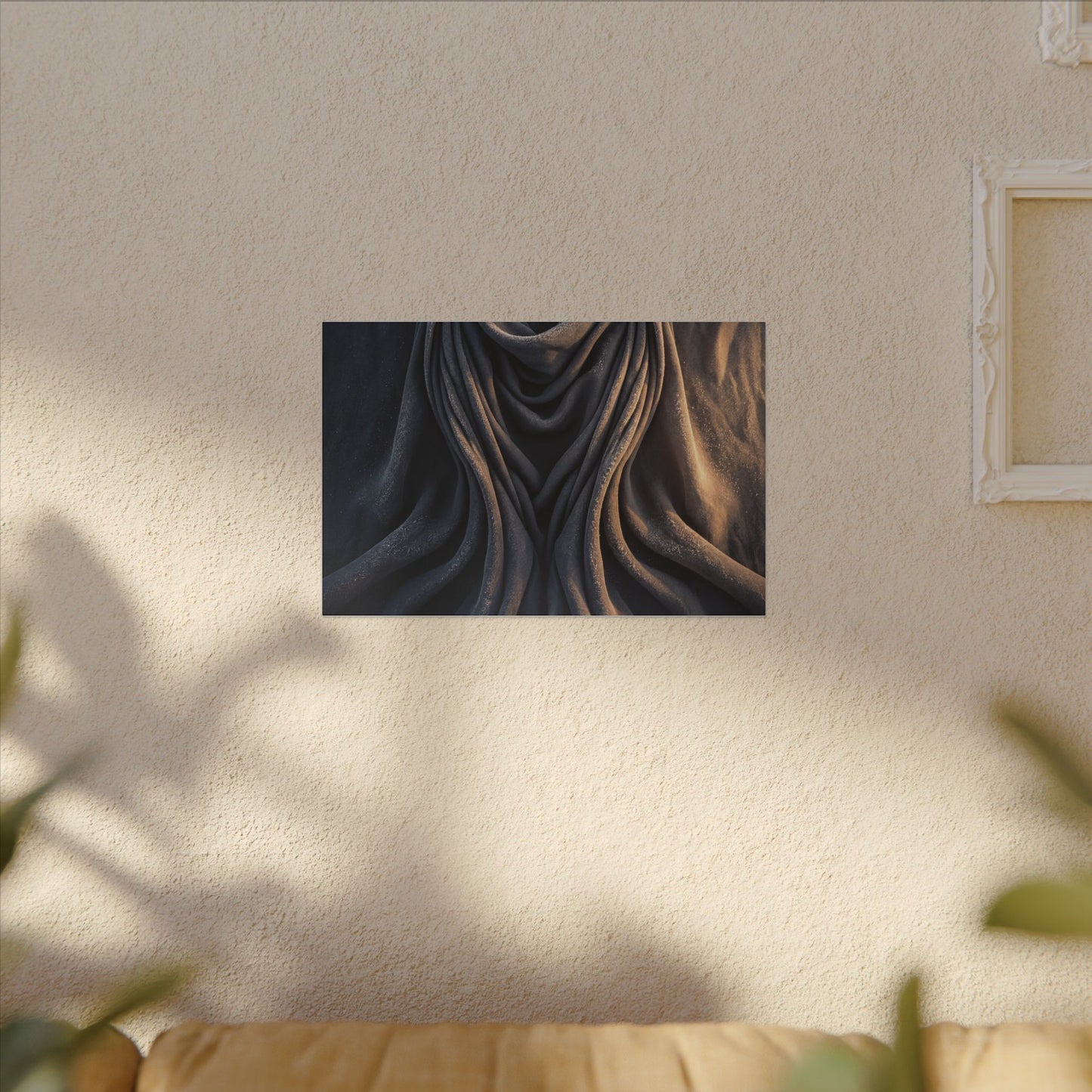 Moody Silk Drape Canvas Art - Shadow Zen Dark Japandi