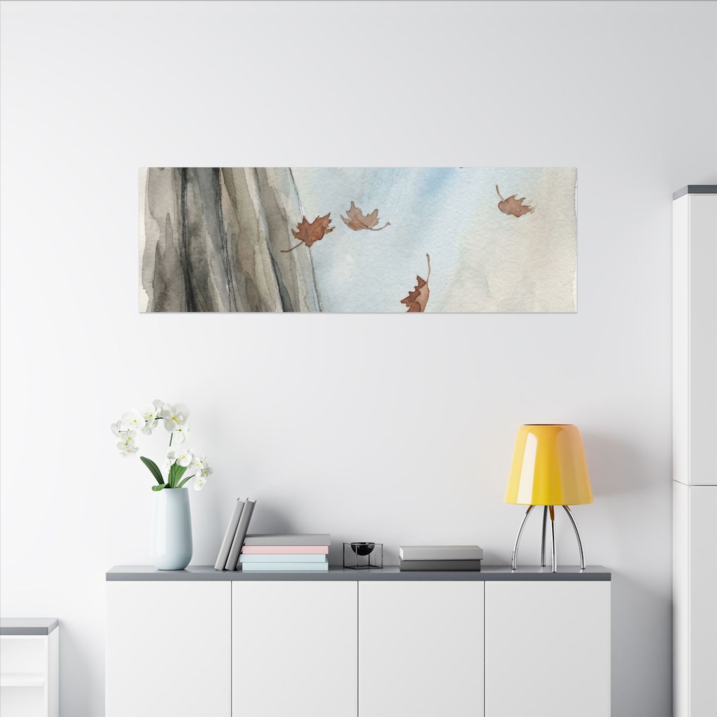 Ma Silk Drape Canvas Art - Japandi Watercolor