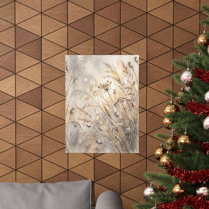 Dried Flowers Watercolor Wall Art Print | Neutral Japandi Art