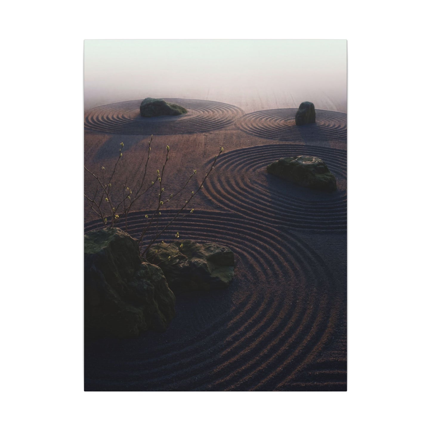 Spring Rock Garden Shadow Zen Canvas Art | Luxurious Decor