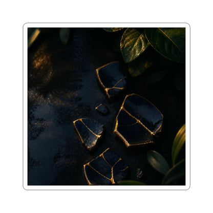 Dark Japandi Broken Pottery in Golden Hour | Moody Minimal Sticker