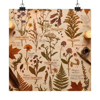 Autumn Dried Flowers Herbarium Wall Art Print | Earthy Decor