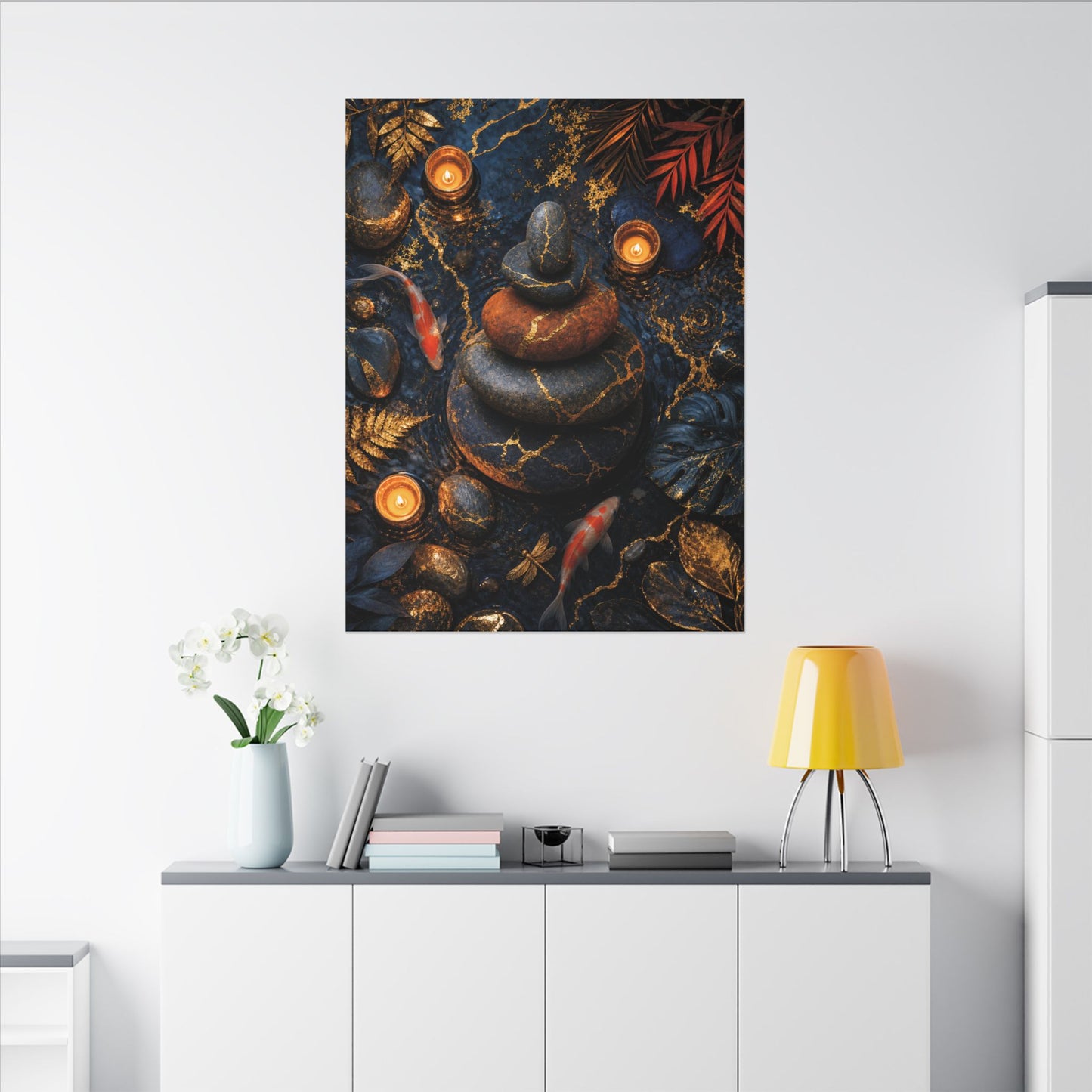 Summer River Stones Gold Vein Canvas Art | Resilient Decor