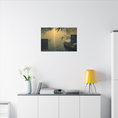 Zen Water Ripple in Golden Hour | Ukiyo E Inspired Canvas Art