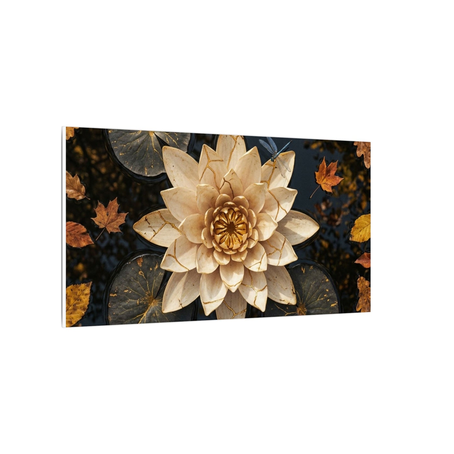 Healing Lotus Flower Canvas Art - Gold Repair Kintsugi