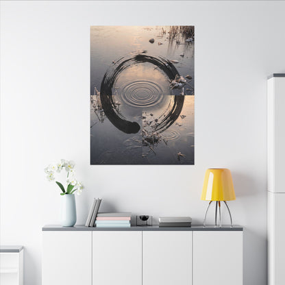 Winter Water Ripple Enso Canvas Art | Tranquil Decor