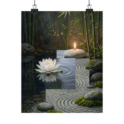 Kanso Lotus Flower Wall Art Print - Zen Karesansui Art Print