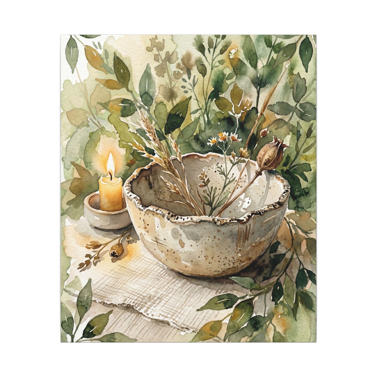 Ceramic Bowl Summer Canvas Art | Japandi Elegant Design