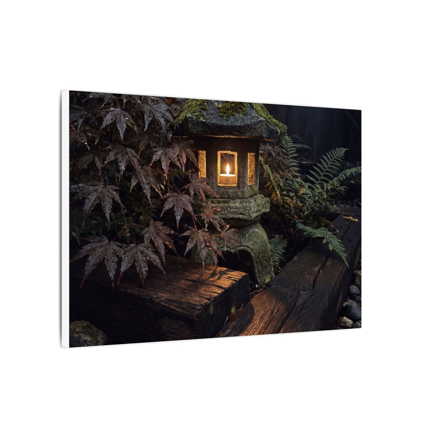 Moody Moonlit Garden Canvas Art - Shadow Zen Dark Japandi