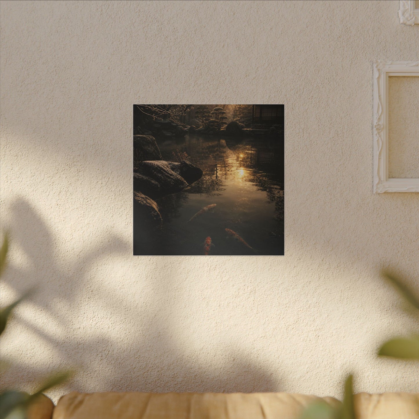 Winter Koi Pond Shadow Zen Canvas Art | Bold Decor