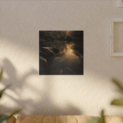 Winter Koi Pond Shadow Zen Canvas Art | Bold Decor