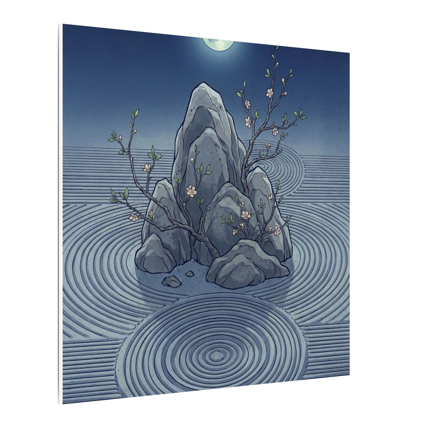 Spring Rock Garden Ukiyo E Inspired Canvas Art | Tranquil Decor