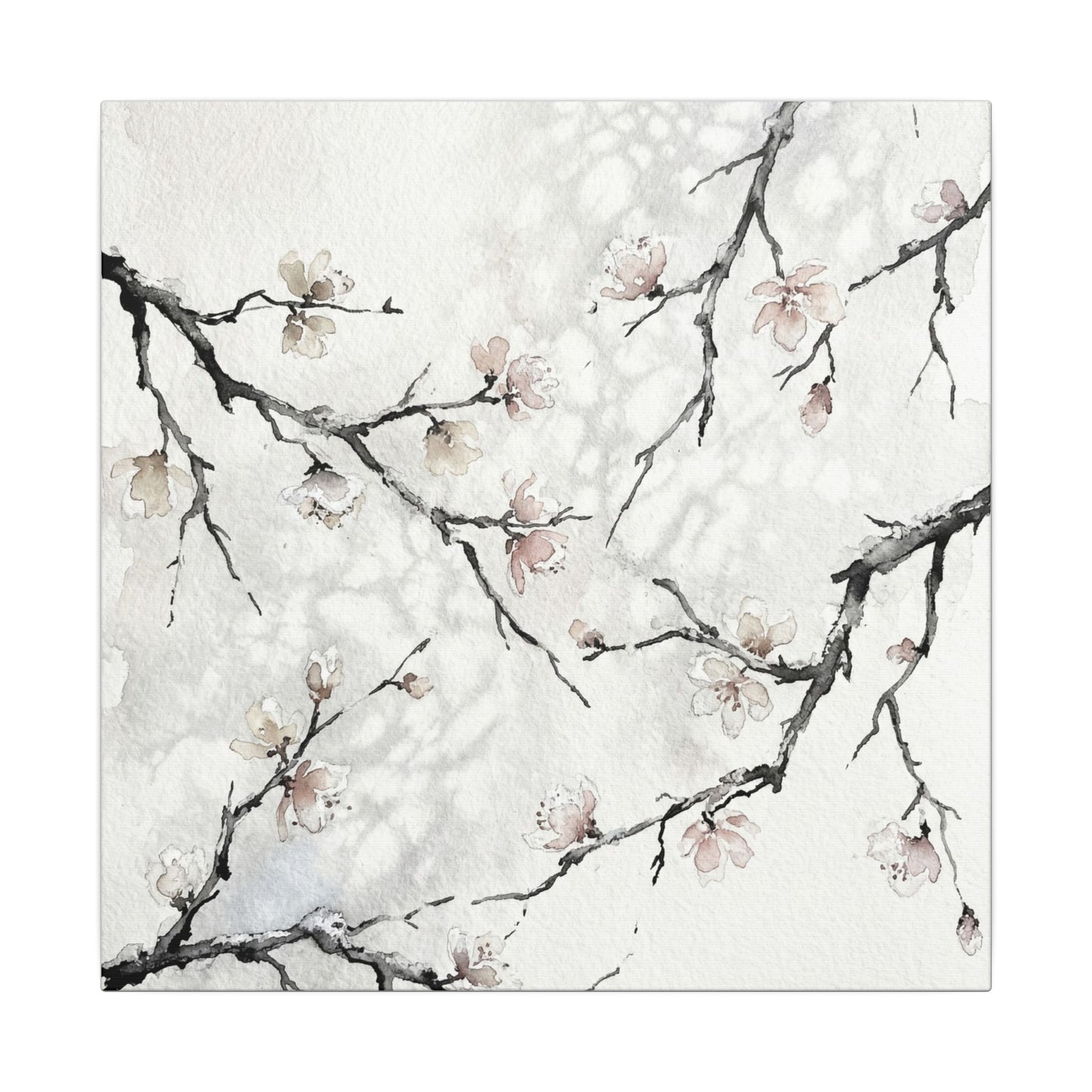 Cherry Blossom Canvas Art | Winter Japandi Watercolor Art
