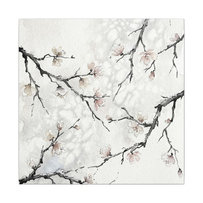 Cherry Blossom Canvas Art | Winter Japandi Watercolor Art
