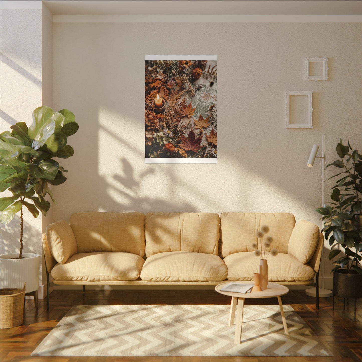 Candlelight Dried Flowers Canvas Art - Japandi Seijaku