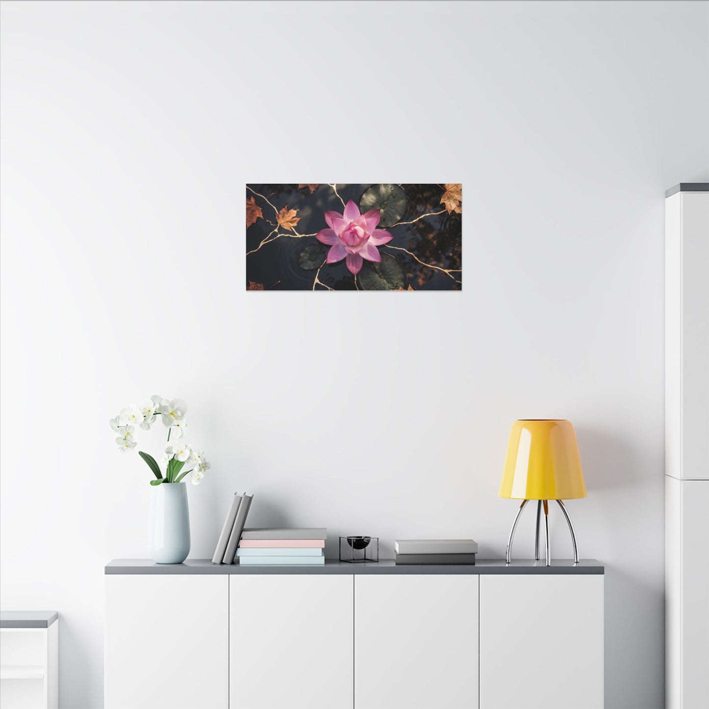 Ma Lotus Flower Canvas Art - Kintsugi Gold Vein