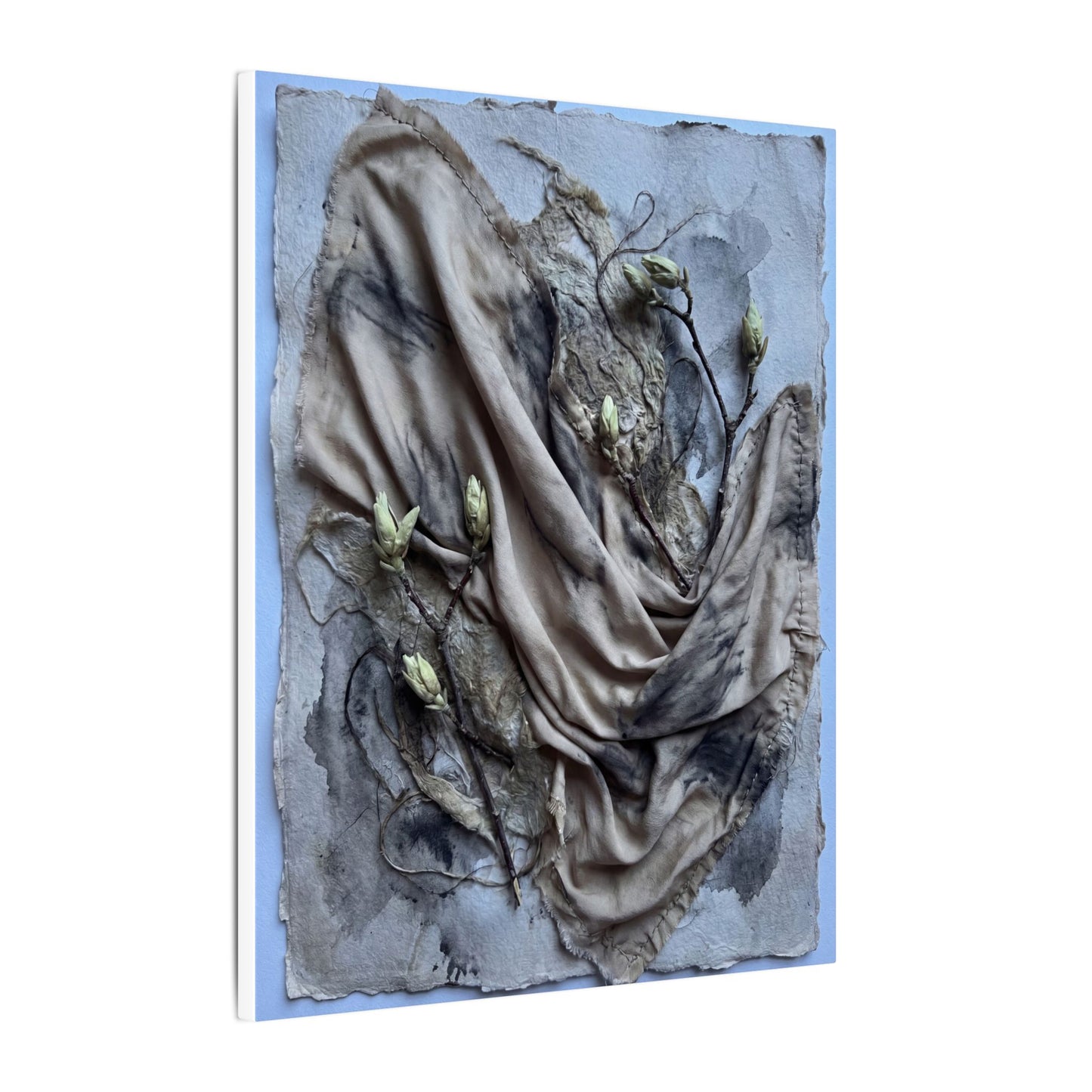 Japandi Silk Drape in Moonlight | Texture Canvas Art