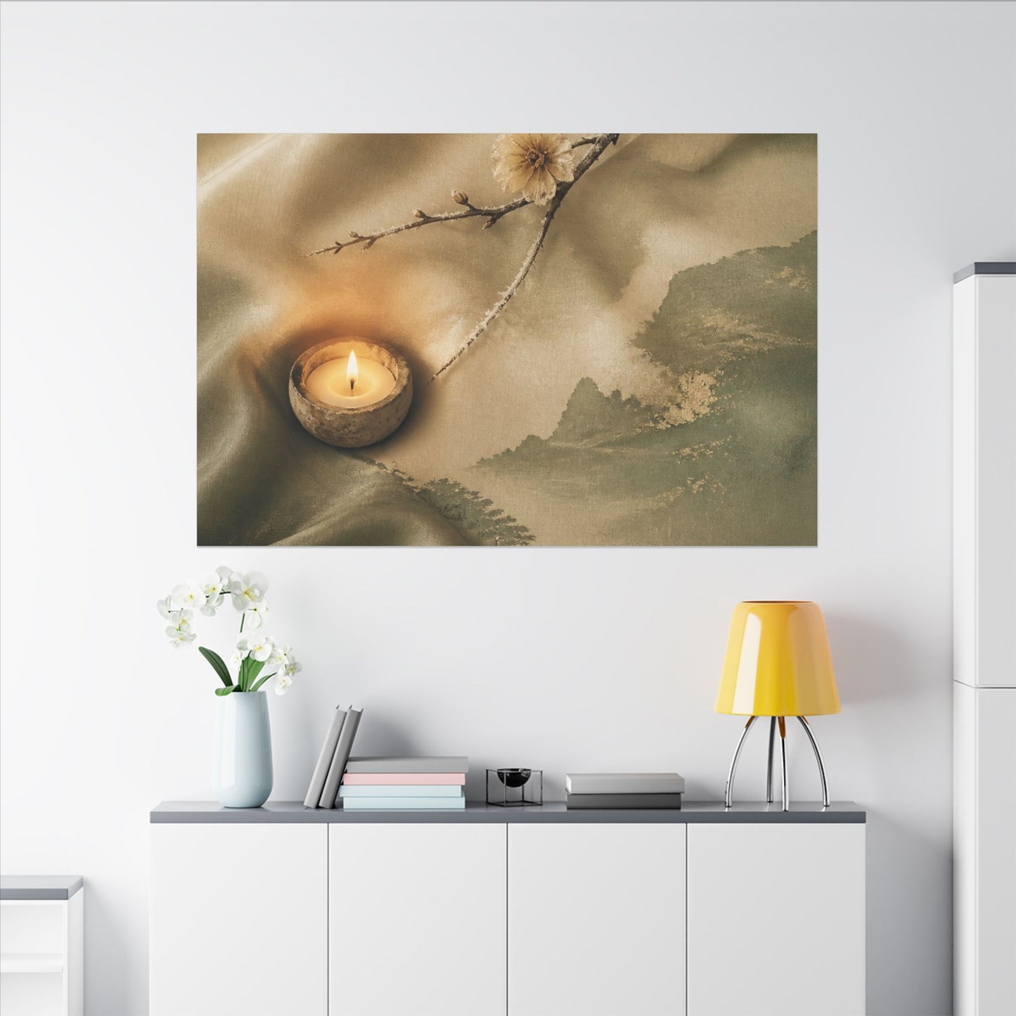 Silk Drape Japanese Pattern Canvas Art | Warm Japandi Art