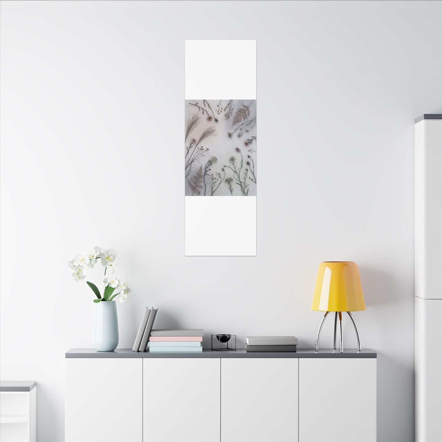 Dried Flowers Japanese Pattern Canvas Art | Elegant Japandi Art