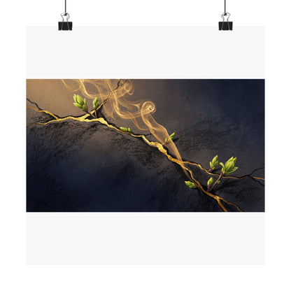 Ma Incense Smoke Wall Art Print - Kintsugi Gold Vein Art Print