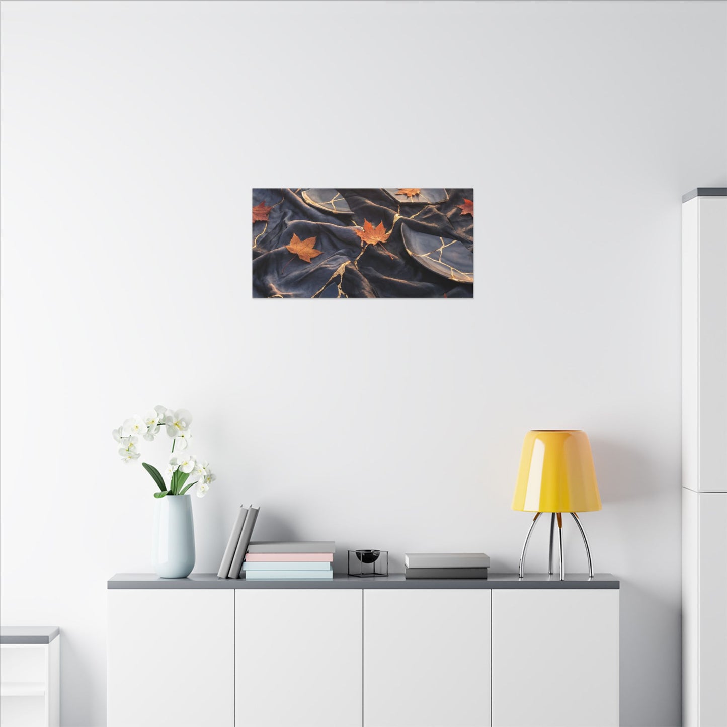 Golden Hour Silk Drape Canvas Art - Kintsugi Shibui