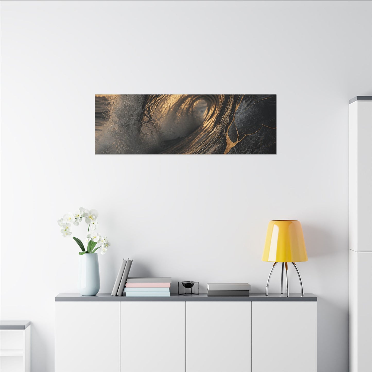 Kanso Ocean Wave Canvas Art - Kintsugi Gold Vein