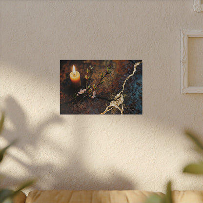 Kintsugi Rust Patina in Candlelight | Gold Repair Canvas Art