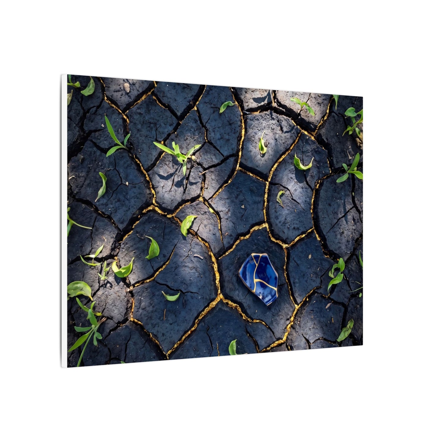 Cracked Earth Canvas Art | Spring Dark Japandi Moody Minimal Art