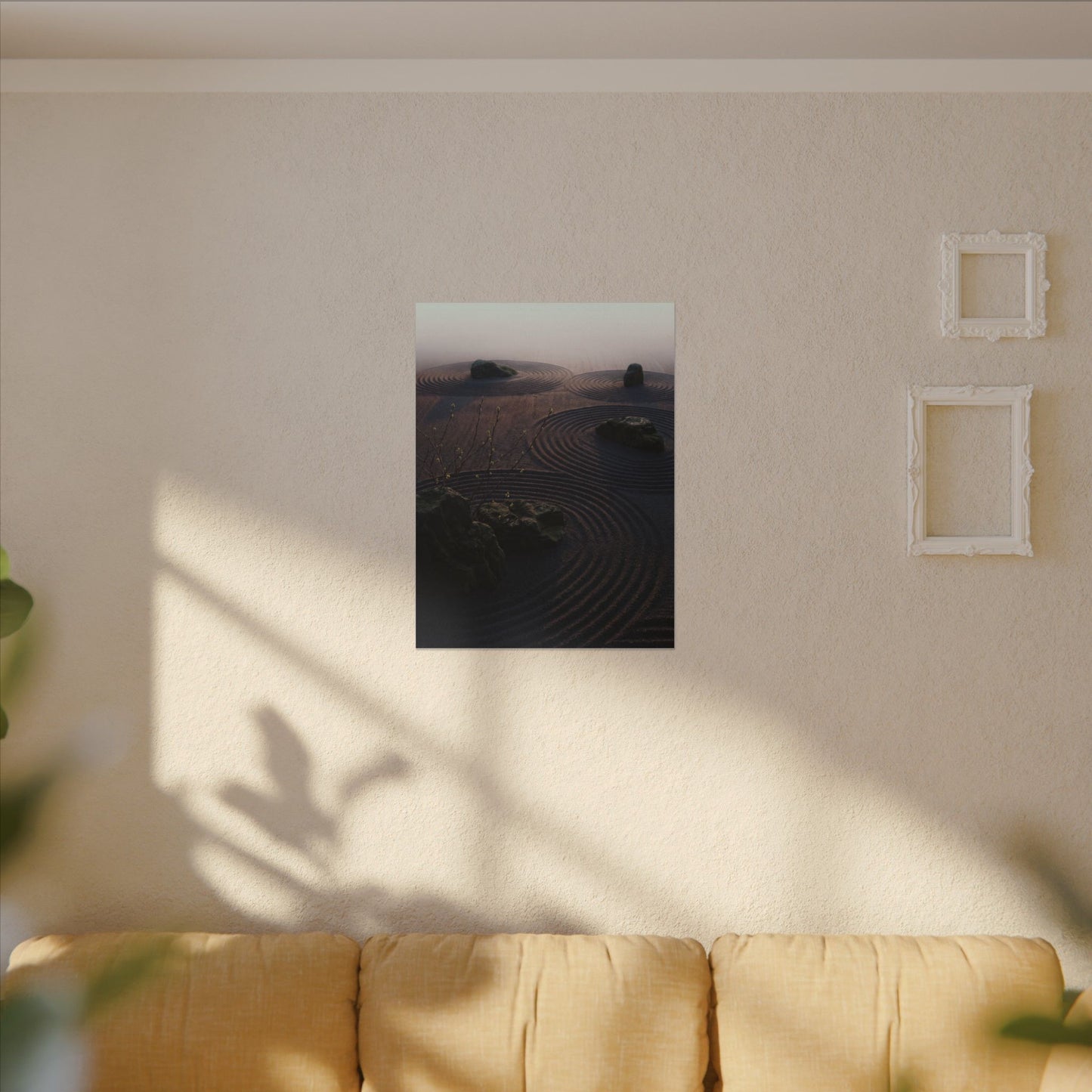 Spring Rock Garden Shadow Zen Canvas Art | Luxurious Decor
