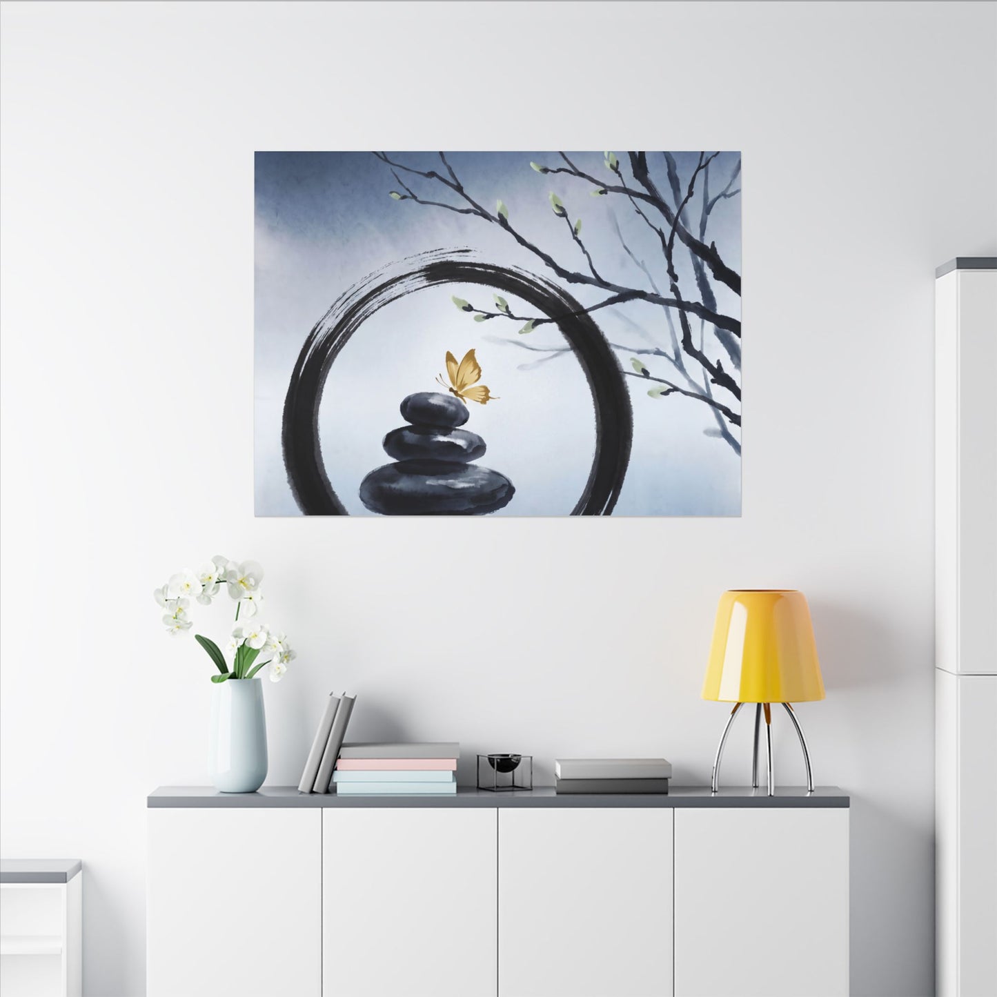 River Stones Spring Canvas Art | Zen Peaceful Design