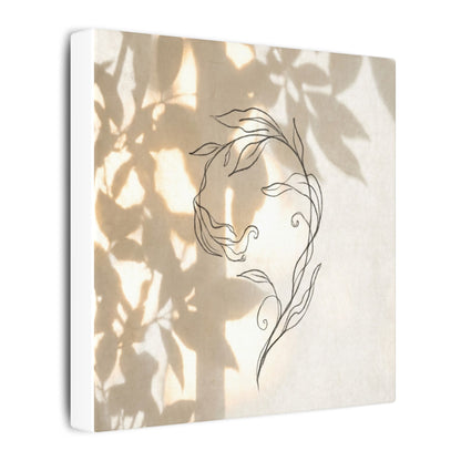 Warm Shoji Screen Canvas Art - Minimal Line Japandi