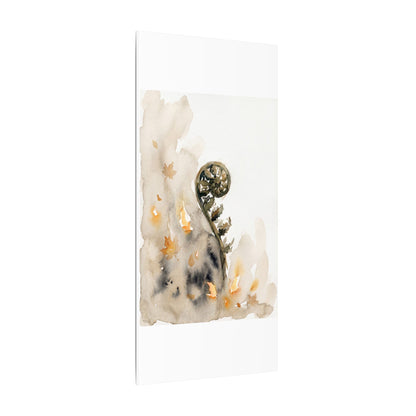 Fern Unfurling Watercolor Canvas Art | Earthy Japandi Art