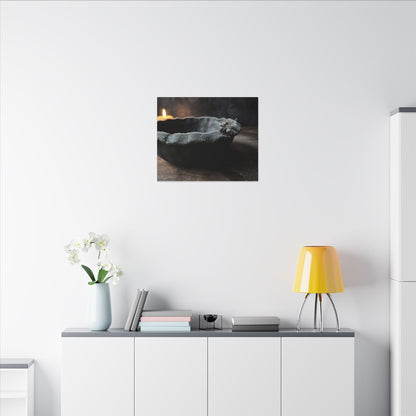 Ceramic Bowl Canvas Art | Winter Dark Japandi Shadow Zen Art