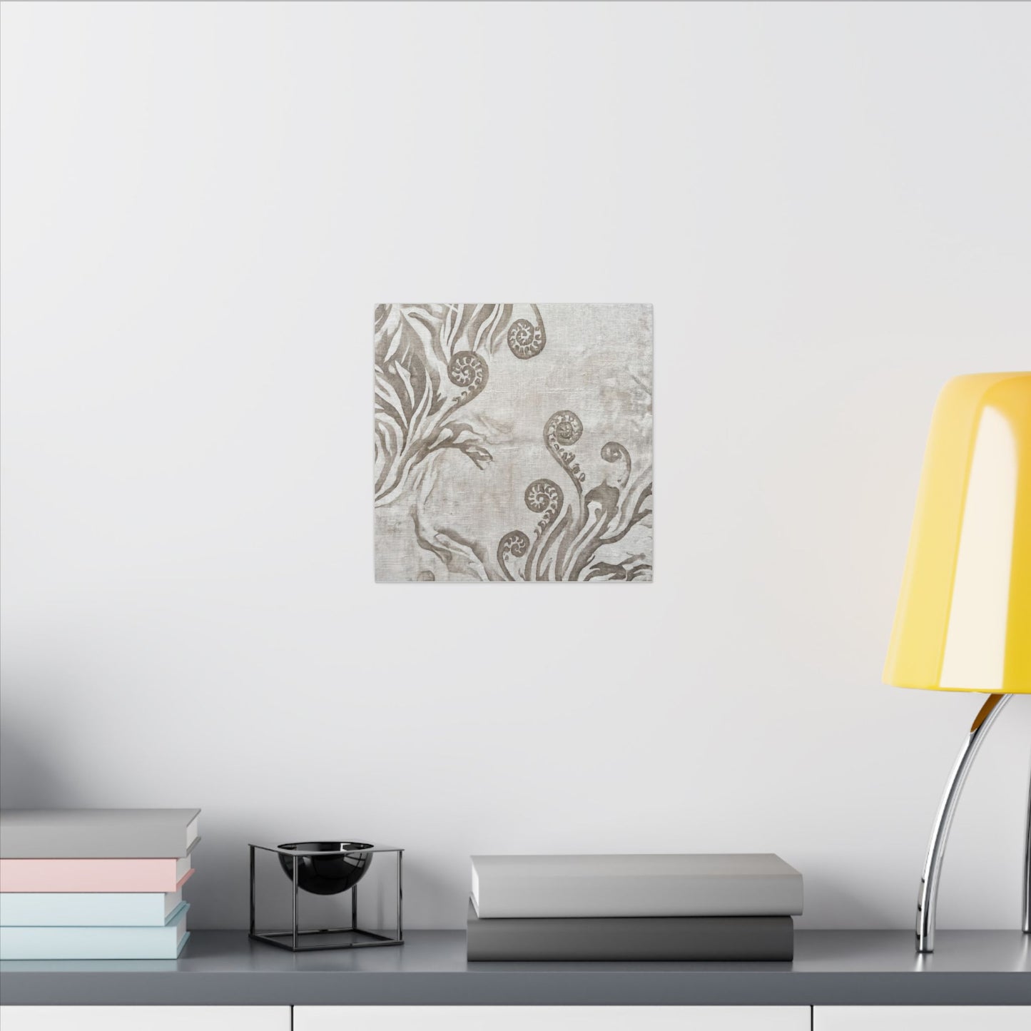 Japandi Fern Unfurling in Overcast | Japanese Pattern Canvas Art