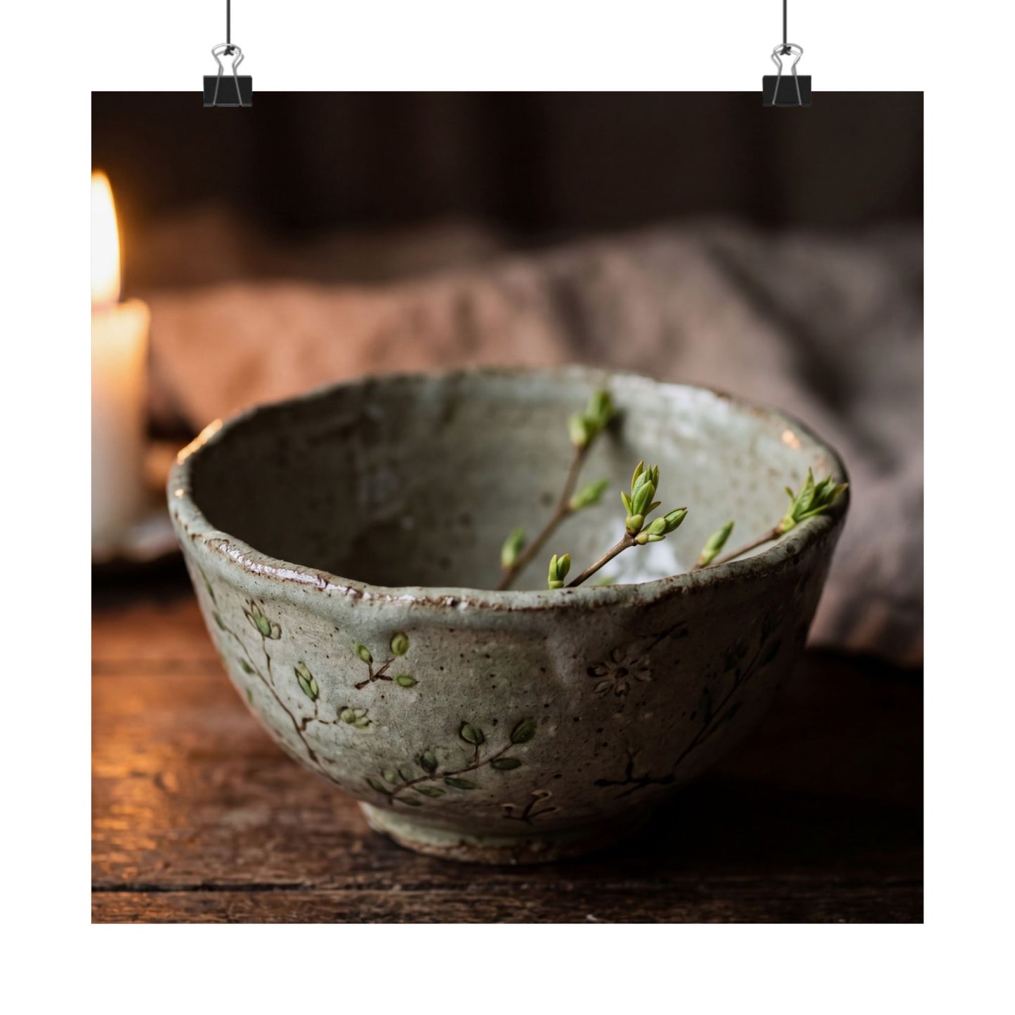 Ceramic Bowl Wall Art Print | Spring Japandi Japanese Pattern Art