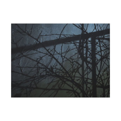 Moonlight Shadow Play Canvas Art - Dark Japandi Shibui