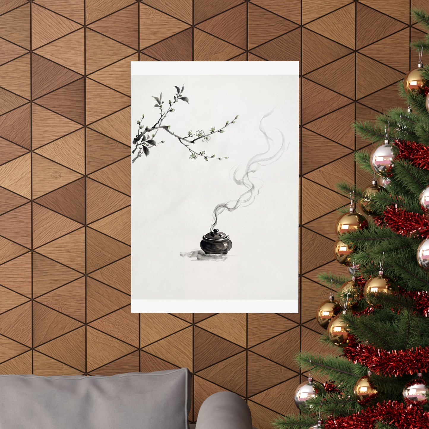Ma Incense Smoke Wall Art Print - Zen Sumi E
